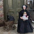 Load image into Gallery viewer, Mourning Granny in Rocking Chair with Dolly Original Marcia Backstrom Doll 2005