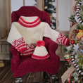 Load image into Gallery viewer, Micro hand knitted sweater and hat set on a red chair with Christmas decorations in the background