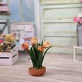 Load image into Gallery viewer, Potted Peach Tulips Hand Sculpted Clay Flowers in Planter Vintage Artisan
