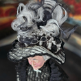 Load image into Gallery viewer, RESERVED FOR RICK: Victorian Lady Silver Black Silk Gown & Hatbox Original Marcia Backstrom Dollhouse Doll