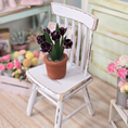 Load image into Gallery viewer, Potted Dark Purple Tulips Flowers in Planter Pot Vintage Artisan