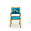 Load image into Gallery viewer, Artisan Gold-Leafed Blue Silk Upholstered Dollhouse Armchair