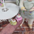Load image into Gallery viewer, Pair Pink & Yellow Easter Teacups with Whipped Cream & Jelly Beans Paris Miniatures