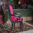Load image into Gallery viewer, Decorative chair with red cushion on a patterned rug