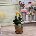 Load image into Gallery viewer, Potted Yellow Orchid Hand Painted Flowering Houseplant Vintage Artisan