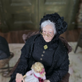 Load image into Gallery viewer, Mourning Granny in Rocking Chair with Dolly Original Marcia Backstrom Doll 2005