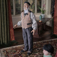 Load image into Gallery viewer, Asian clay dollhouse doll elderly man with a child in a room setting