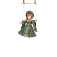 Load image into Gallery viewer, Red-Haired Tudor Lady Marionette Puppet Green & Gold Gown by Loretta Kasza 1:12