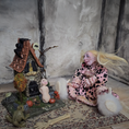 Load image into Gallery viewer, Creepy Seated Clay Little Girl Child Doll OOAK Vintage Hand Sculpted Dollhouse Miniature