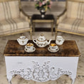 Load image into Gallery viewer, Nancy Duden Gilded Garland Holiday Tea Service for Two Dollhouse Miniature Set