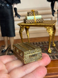 Load image into Gallery viewer, Louis Vuitton Brass Miniature Display Suitcase Trunk 1980s, side view