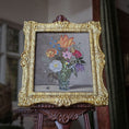 Load image into Gallery viewer, Decorative painting in miniature of a floral arrangement in a gold frame on an easel.