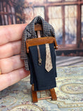 Load image into Gallery viewer, Vintage Wool & Silk Dressed Dollhouse Gentleman's Valet Stand, with hand