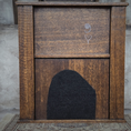 Load image into Gallery viewer, Carved Walnut Halloween Fireplace Mantel Signed OOAK with Jack-o’-Lantern & Skeleton Figures