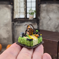 Load image into Gallery viewer, Halloween Cake OOAK Miniature with Haunted House, Tombstone, Pumpkin & Witch Fall Decor