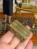 Load image into Gallery viewer, Louis Vuitton Brass Miniature Display Suitcase Trunk 1980s, top view