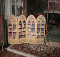 Load image into Gallery viewer, RARE Charlotte Hunt 1992 Hand-Painted Wooden Cathedral Library Screen