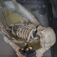 Load image into Gallery viewer, Clay Halloween Clawfoot Bathtub OOAK Miniature with Skeleton, Skulls & Candles