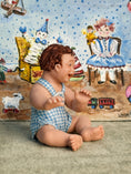 Load image into Gallery viewer, Sculpted Clay Happy Brunette Chubby Toddler Baby Boy Doll, right side 2