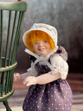 Load image into Gallery viewer, Sculpted Porcelain Red Head Primitive Young Girl Doll, Jointed, left side