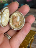 Load image into Gallery viewer, Artisan Signed, 'Hiller' sculpted vintage miniature baby in glittered footed pink egg stand, top view
