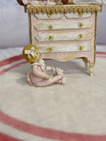 Load image into Gallery viewer, Sculpted Clay Baby Girl Doll in Pink Pajamas with Teddy Bear, other side view