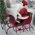Load image into Gallery viewer, Vintage Artisan Santa Claus in Red Sleigh Handcrafted Composite Doll & Wooden Sleigh (1960s, 1:12 Scale)