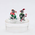 Load image into Gallery viewer, Two Christmas-themed Annalee style mice figurines with a white background