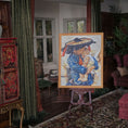 Load image into Gallery viewer, Decorative painting of an Asian mother and her baby on an easel in a room with ornate furniture and decor.