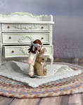 Load image into Gallery viewer, Cute Brunette Victorian Toy Doll for Dollhouse Child, right side view