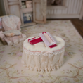 Load image into Gallery viewer, Miniature Gloves In Gift Box Dollhouse Accessory Pink Linen & Lace 1:12