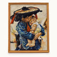 Load image into Gallery viewer, Painting of a mother holding a child with a wooden frame, Deanna Karras