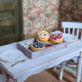 Load image into Gallery viewer, Miniature Dollhouse Artisan Fruit Tarts Diorama Box Country Bakery Tray 1:12