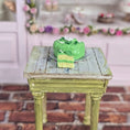 Load image into Gallery viewer, Green Frosted Birthday Layer Rose Cake with Slice OOAK 1:12 Miniature Dollhouse