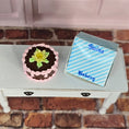 Load image into Gallery viewer, Decorated Birthday Cake w Blue Swiss Bakery Box Miniature Dollhouse