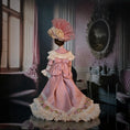 Load image into Gallery viewer, Victorian Lady Doll with Rose Silk and Lace Gown Fabulous Hat