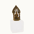 Load image into Gallery viewer, Bronze Buddha statue on a white pedestal with a white background