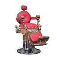 Load image into Gallery viewer, OOAK Miniature Koken Style Barber Chair By Ken Beyer Red Leather, Silver & Wood