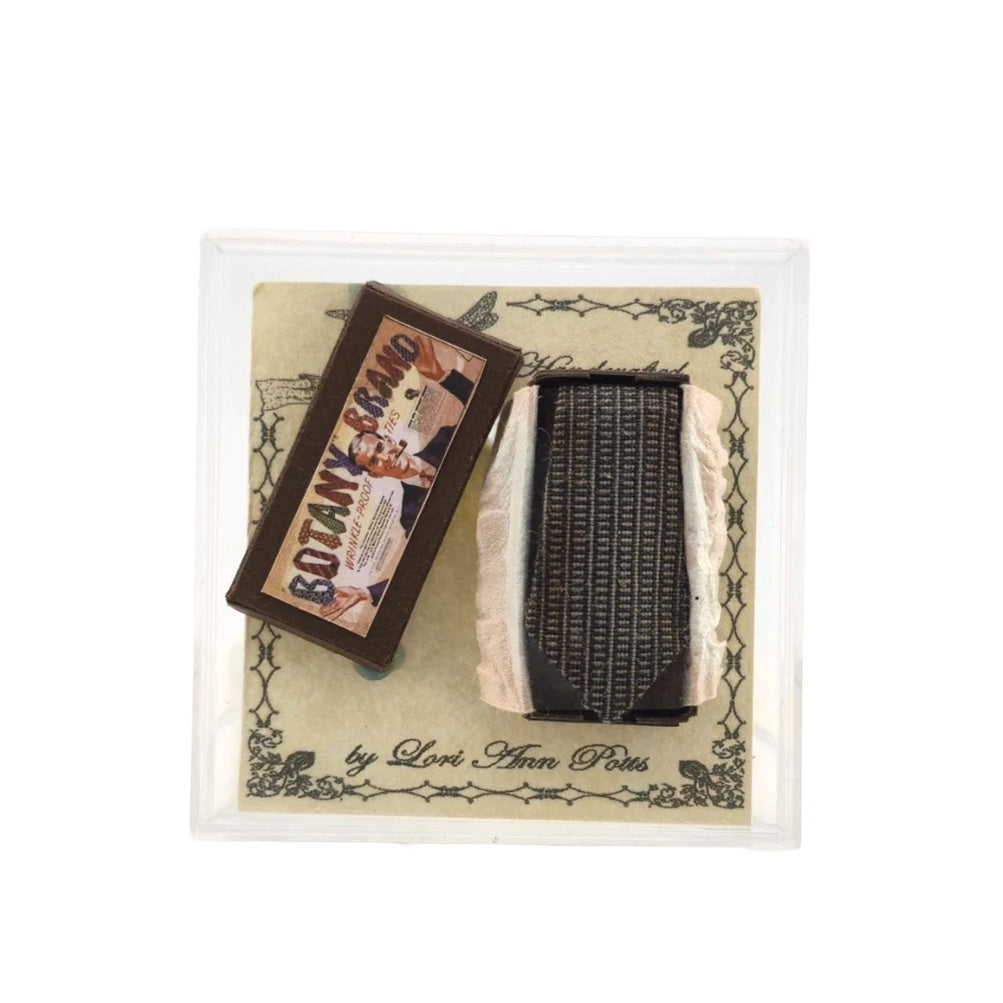 Lori Ann Potts Gentleman’s Tweed Tie Gift Set Dollhouse Miniature