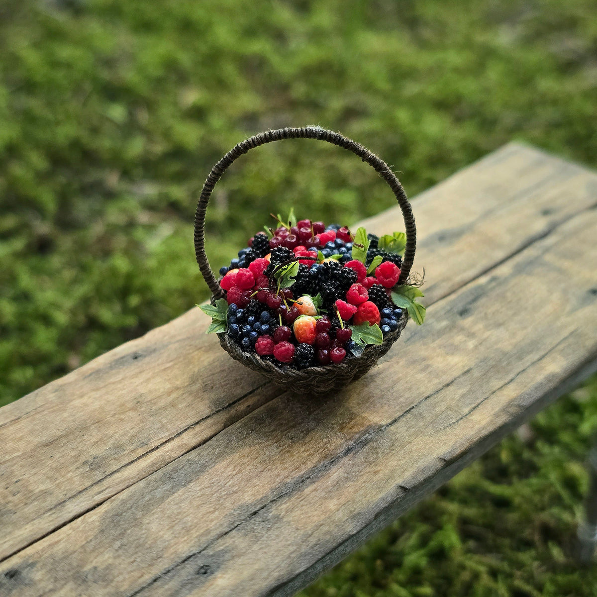 Gosia Suchodolska IGMA Artisan Miniature Wild Berry & Orchard Fruit Basket Exclusive