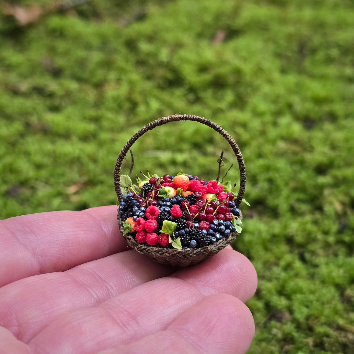 Gosia Suchodolska IGMA Artisan Miniature Wild Berry & Orchard Fruit Basket Exclusive