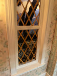 Load image into Gallery viewer, RARE Finished Custom Roger Gutheil c1984 Mahogany Living Room 1:12 Roombox OOAK, window close-up
