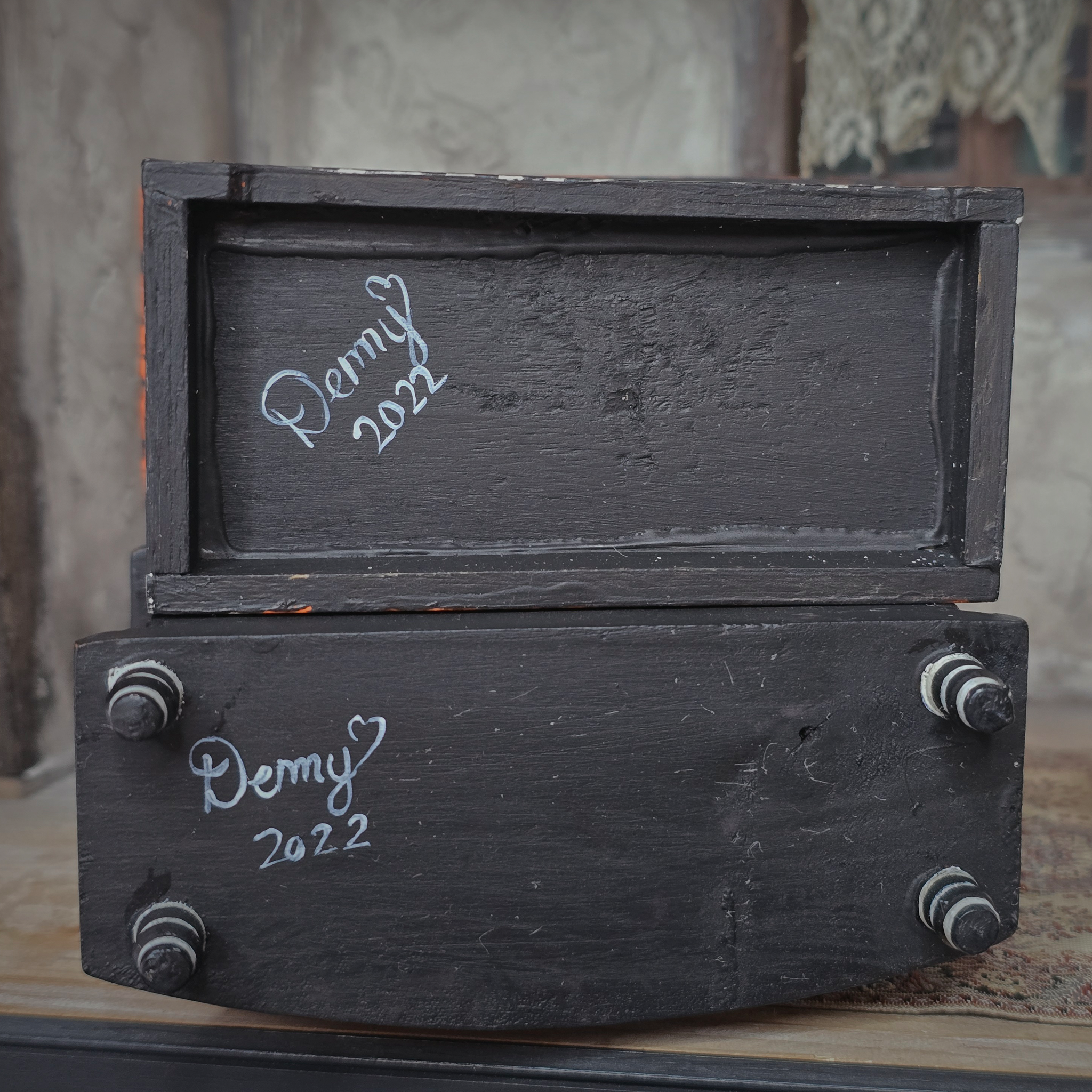 Hand-Painted Halloween Furniture Spooky OOAK Sideboard & Kitchen Hutch by Demy