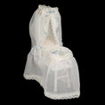 Load image into Gallery viewer, Signed N. Zaleta Blue & White Canopy Wicker Dollhouse Baby Bassinet
