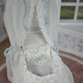 Load image into Gallery viewer, Signed N. Zaleta Blue & White Canopy Wicker Dollhouse Baby Bassinet

