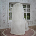 Load image into Gallery viewer, Signed N. Zaleta Blue & White Canopy Wicker Dollhouse Baby Bassinet
