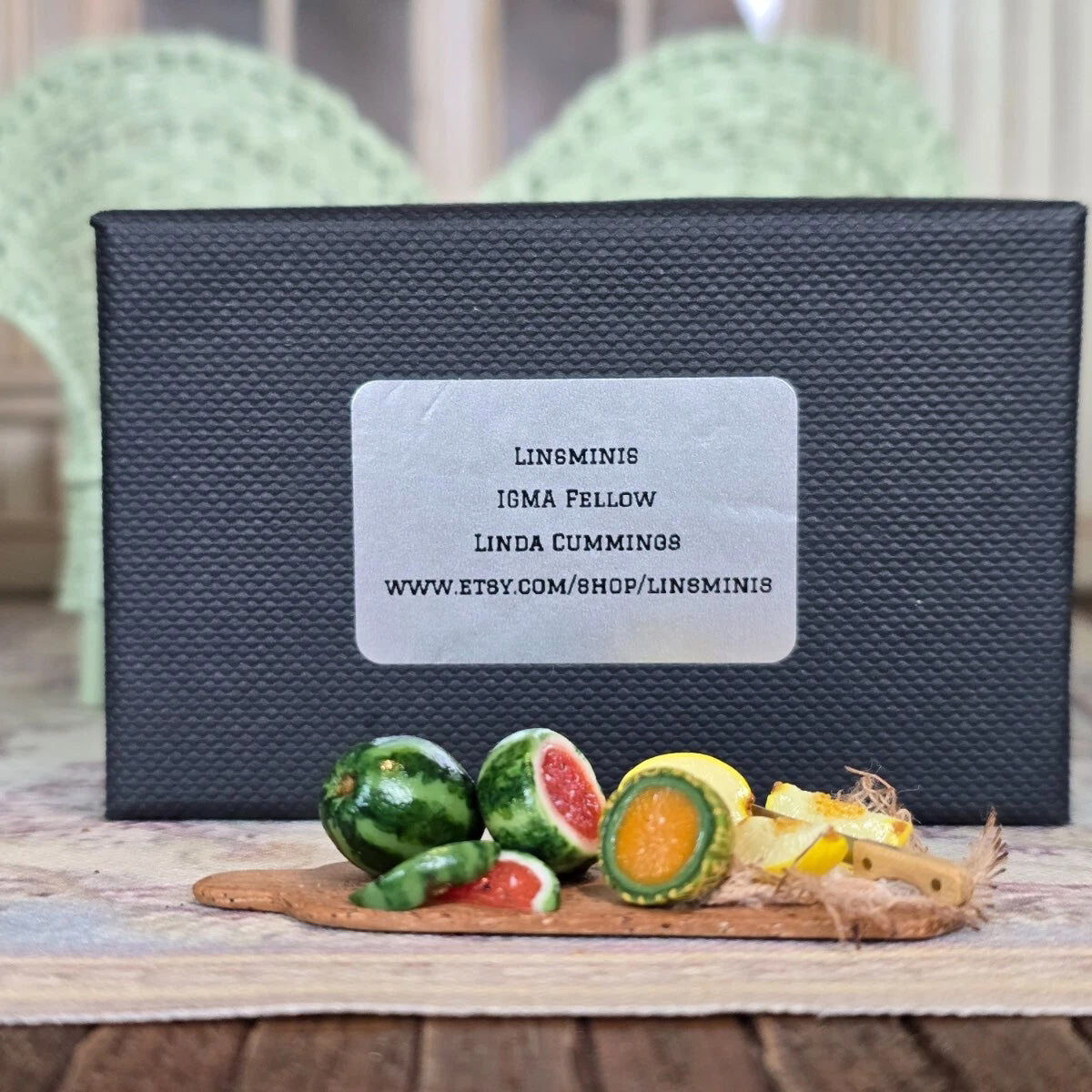 Linda Cummings Summer Melon Chopping Board Platter Dollhouse Miniature