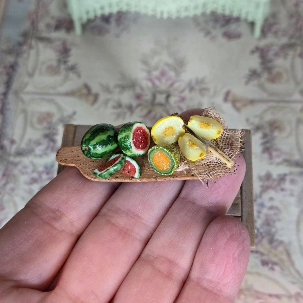 Linda Cummings Summer Melon Chopping Board Platter Dollhouse Miniature