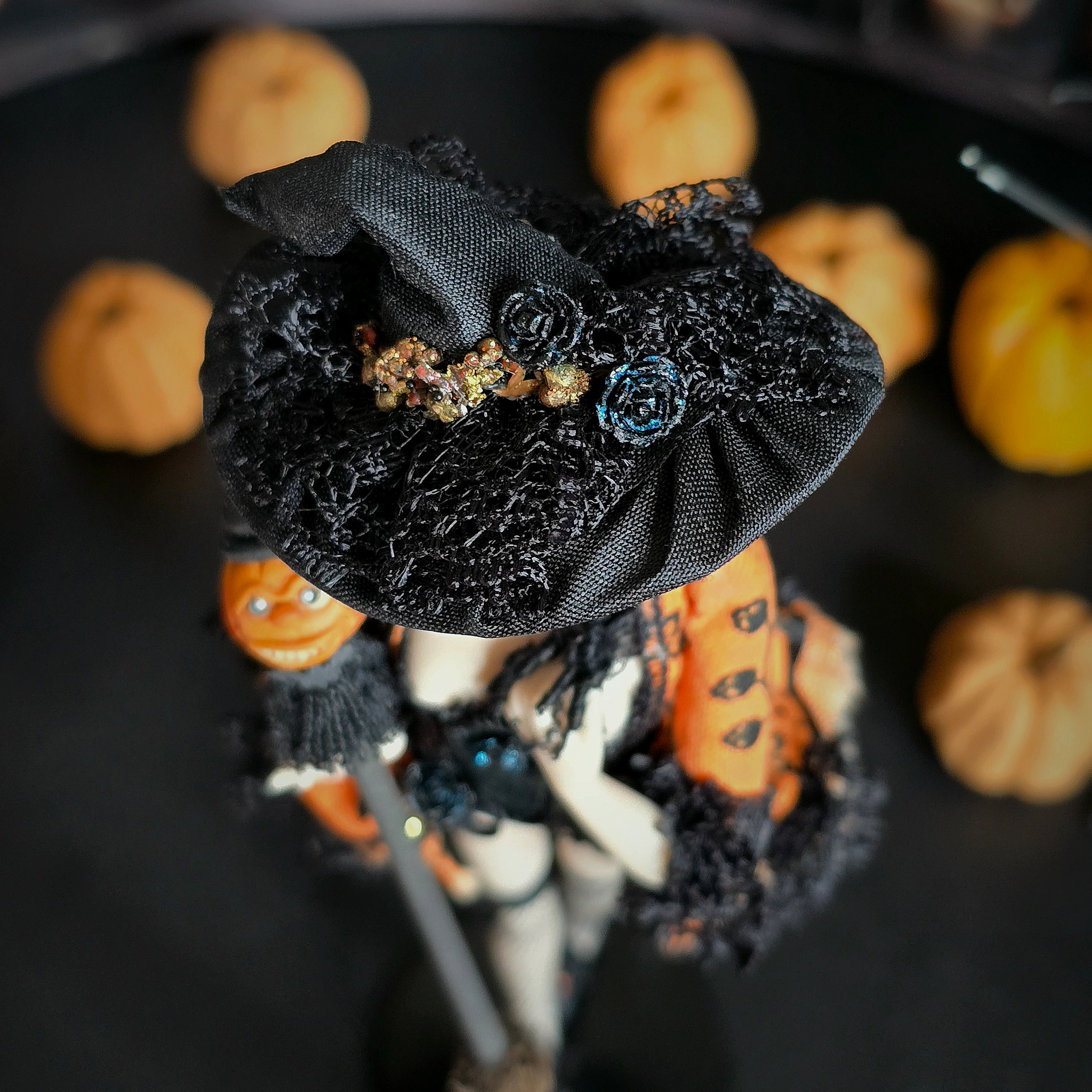 Halloween Witch One-of-a-Kind Porcelain Doll by Dana Burton for Magpie Miniatures