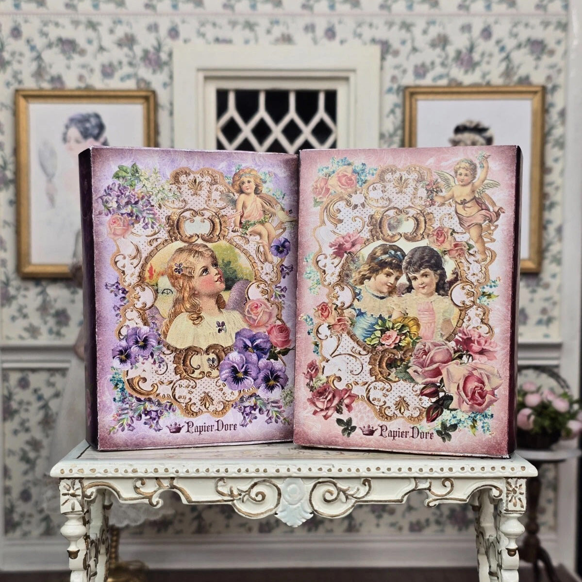Vintage Artisan Miniature Victorian Altered Art Books, Cards & Bookmarks 1:6